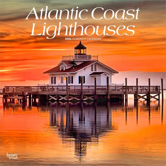 Atlantic Coast Lighthouses | 2026 12 x 24 Inch (Hanging) Monthly Square Wall Calendar | Plastic-Free {1}