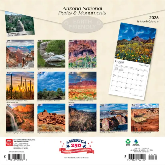 Arizona National Parks & Monuments | 2026 12 x 24 Inch (Hanging) Monthly Square Wall Calendar | Plastic-Free {2}