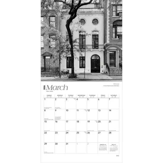 New York City Black & White | 2026 12 x 24 Inch (Hanging) Monthly Square Wall Calendar | Plastic-Free {3}