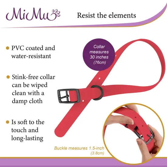 MiMu Large Silicone Dog Collar - Pink 30in Stylish Dog Collar with Prong Buckle {5}