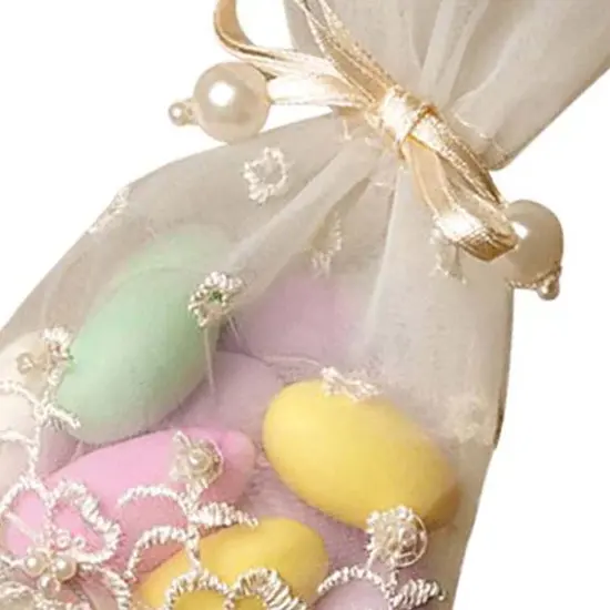 Elegant Embroidered Pearl Organza Bag 3" x 5" {4}