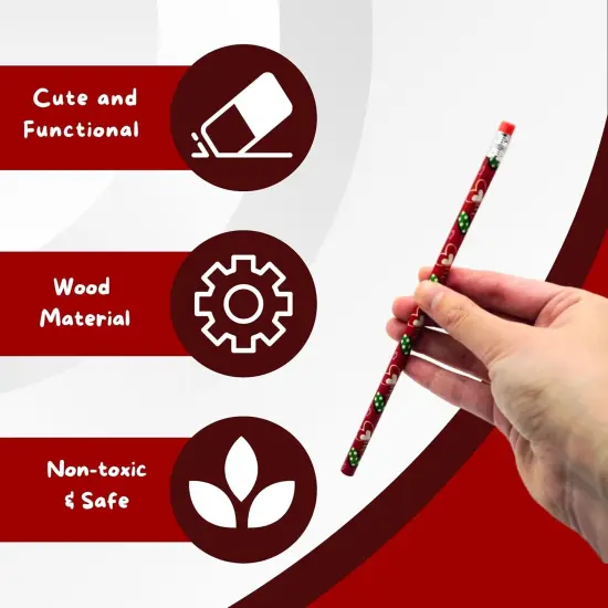 4E's Novelty 36 Pack - Valentines Pencils for Kids, Bulk with Erasers, Heart Themed Party Favors {2}
