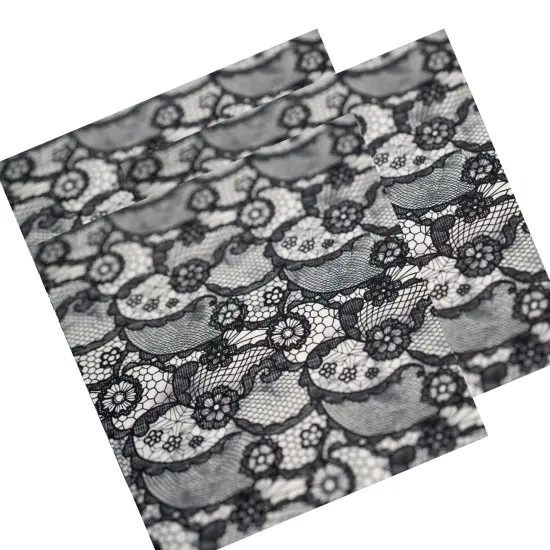 Black Paisley Lace Pattern on White Printed Spandex Fabric {4}