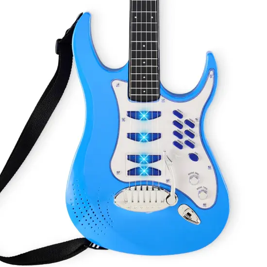 Best Choice Products Kids Electric Musical Guitar Toy Play Set w/ 6 Demo Songs, Whammy Bar, Microphone Electric Blue {3}