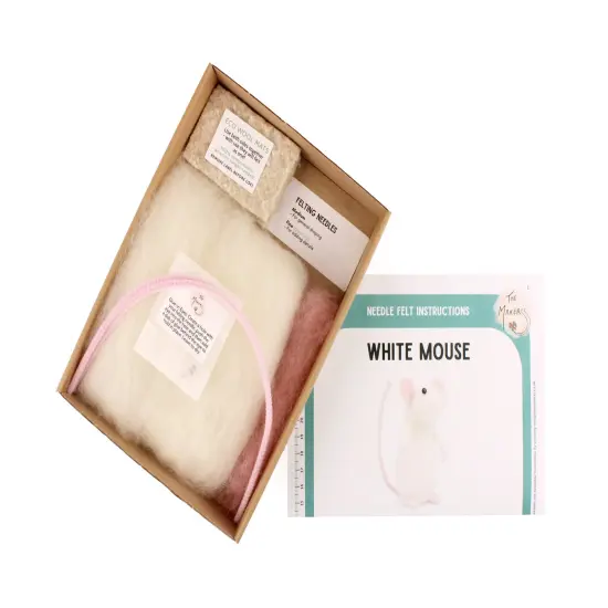 Felting Kit - White Mouse Needle Felt Kit {3}