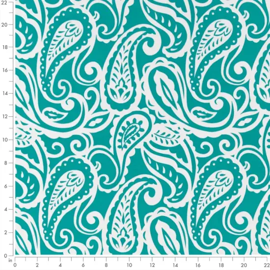 Caribbean - Aqua & Teal Paisley Upholstery Fabric 54 Inches" {4}