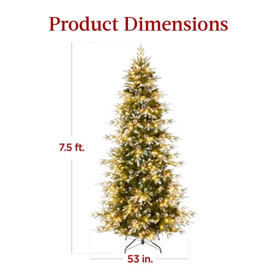 Best Choice Products Pre-Lit Artificial Flocked Slim Aspen Noble Fir Christmas Tree w/ Branch Tips, LED Lights {2}