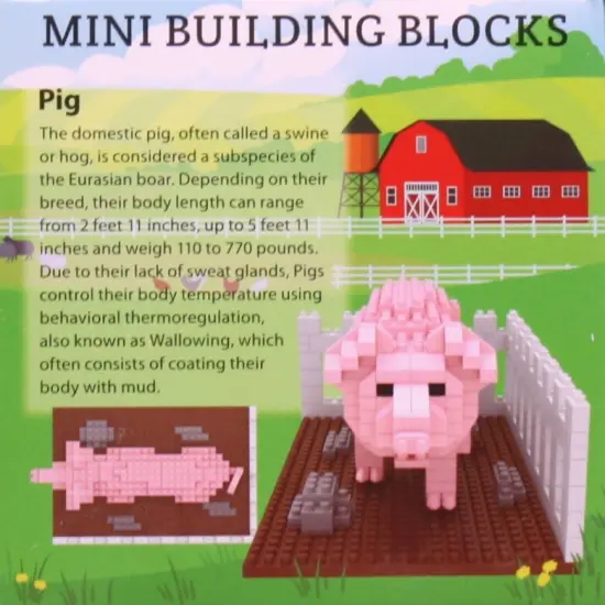 Mini Building Blocks - Farm Series - Pig {3}