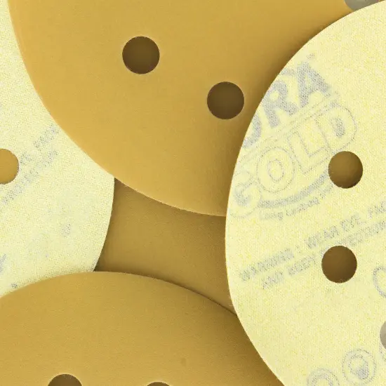 500 Grit - 5" Gold DA Sanding Discs - 8-Hole Pattern Hook and Loop - Box of 50 {3}