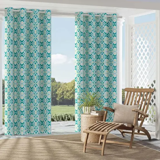 Seabreeze - Aqua & Teal Damask Upholstery Fabric 54 Inches" {2}