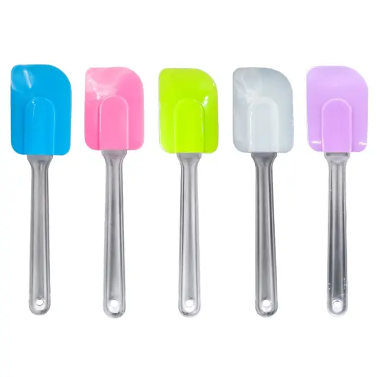 Handy Housewares 10" Long Flexible Silicone Head Spatula with Frosted Plastic Handle Pink {3}