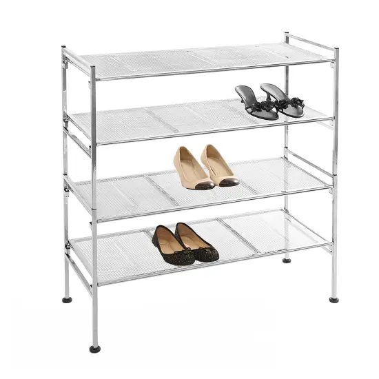 Seville Classics 4-Tier Metal Mesh Shoe Rack, 26.25" W x 11.75" D x 31.1" H {1}