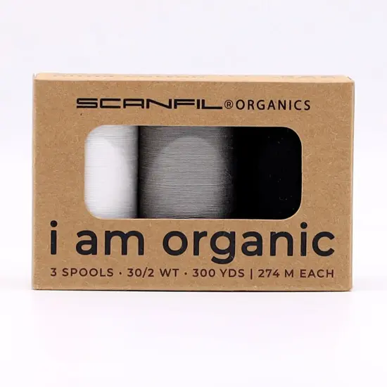 30wt Organic Pima Cotton Thread Trio Set 3ct Achromatic 300 Yards Spools {1}