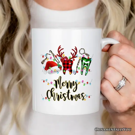 Dentist Buffalo Plaid Christmas Mug, Dental Gift {2}