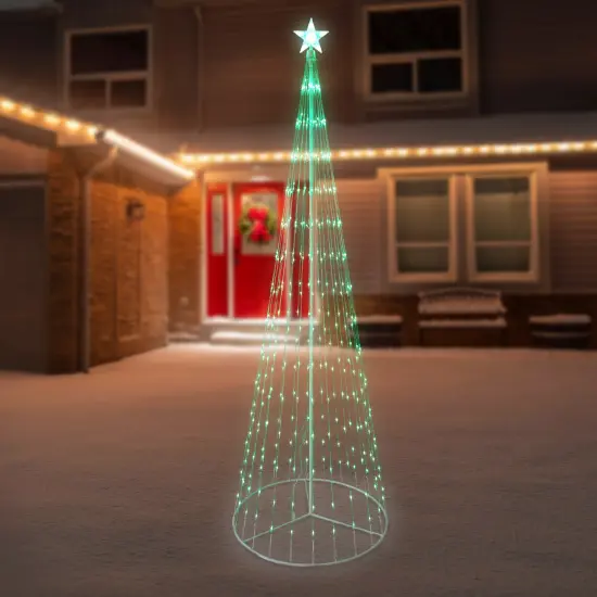 Northlight LED Lighted Show Cone Christmas Tree with Star Outdoor Decoration - 12' - Green {1}