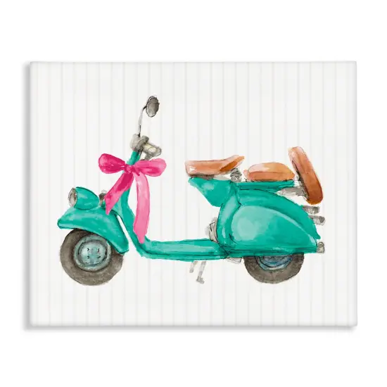 Stupell Industries Turquoise Scooter & Bow Canvas Wall Art Design by Lanie Loreth {1}