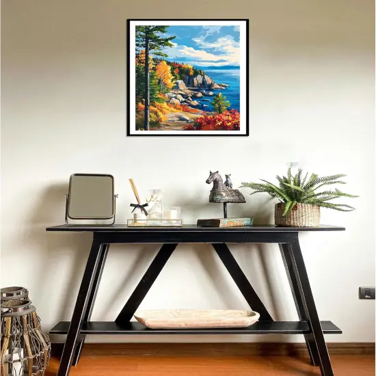 Acadia National Park Paint by Number, Maine Landscape Paint by Numbers Kit for Adults, Mountains Tree Acrylic DIY Oil Painting on Canvas for Gift, Home Wall Decor(16x20inch, No Frame) {3}