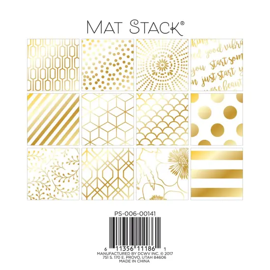 DCWV Single-Sided Cardstock Stack 6"X6" 40/Pkg-Gold Foil - White W/Gold Foil {3}