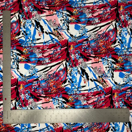 1 Yard Floral Liverpool Fabric Stretch Knit, 58"-60" Wide, Perfect for Clothing Projects Pink {1}