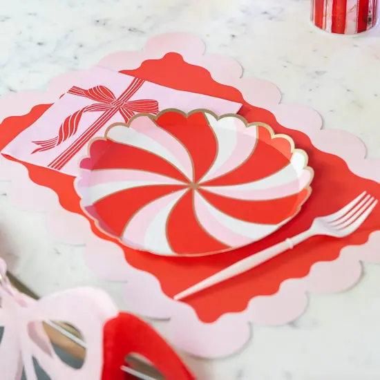 CHRISTMAS PEPPERMINT CANDY SCALLOPED SMALL PLATES {3}