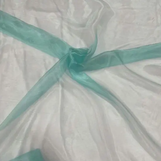 1 Yard Sheer Organza Fabric Crisp Lightweight Elegant Material for Decor Fashion Crafts Aqua {5}