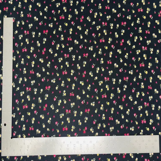 1 Yard 4x2 Brushed Rib Knit Fabric Floral Print Soft Stretch 58"-60" Width Mauve {7}