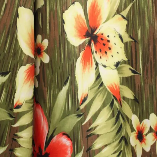 1 Yard Tiki Floral Spandex Fabric Four Way Stretch Activewear Swimwear Costume Leggings Material 58/60 Inch Width {5}