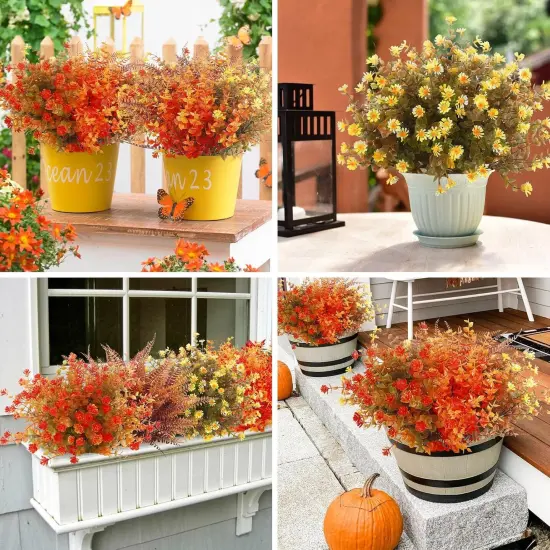 24 Bundles Artificial Fall Flowers for Outdoor Decoration {4}