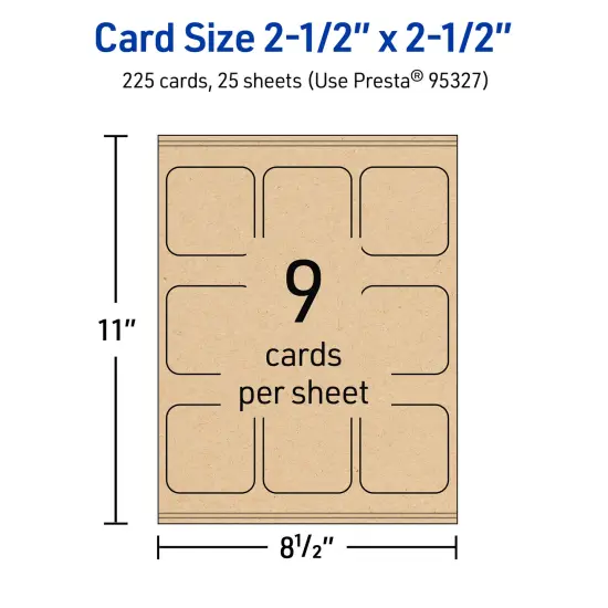 2-1/2" x 2-1/2" Square Rounded Corners, Kraft Brown Business Cards {5}