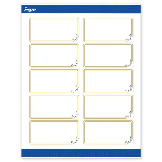 Avery Printable Rectangle Labels, Gold Double Border with Florals, 2" x 4", Matte White Rectangle Labels, Permanent, Laser/Inkjet, 100ct, Great for Product Labels {1}