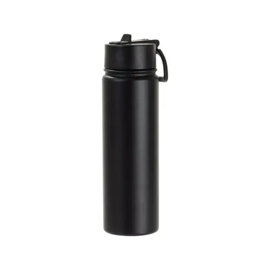 Craft Express 6 Pack 22oz Powder Coated Water Bottle Flasks &ndash; Laser-Ready Drinkware Black {1}