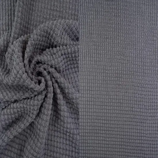 1 Yard Polyester Rayon Spandex Oversize Waffle Knit Solid Fabric 54/56" Width GREY {1}