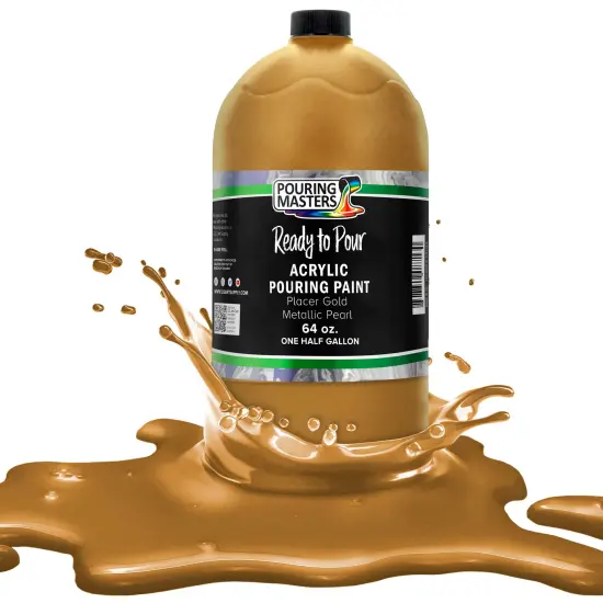 Pouring Masters Placer Gold Metallic Pearl Ready to Pour Acrylic Pouring Paint - Premium 64-Ounce Pre-Mixed Fluid Acrylic Paint - Fluid Art Supplies for Canvas, Wood, Paper, Tile & Rocks {1}