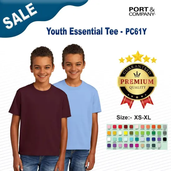 Port & Company&reg; Youth Essential Crew Neck Short Sleeve Tee Light blue {2}