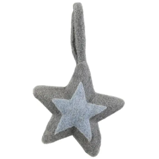 Northlight Plush Double Felt Star Christmas Ornament - 6.25" - Gray {3}