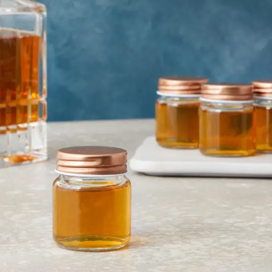 12 Pack Mini Mason Jar Shot Glasses with Lids, 2 oz for Ginger Shots, Juices, Cocktails, Homemade Sauces Clear {4}