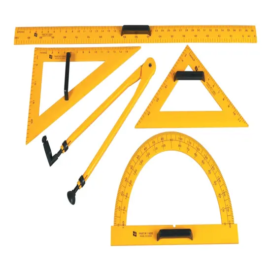 School Smart Drafting Tools Kit, Yellow, Set of 5 {1}