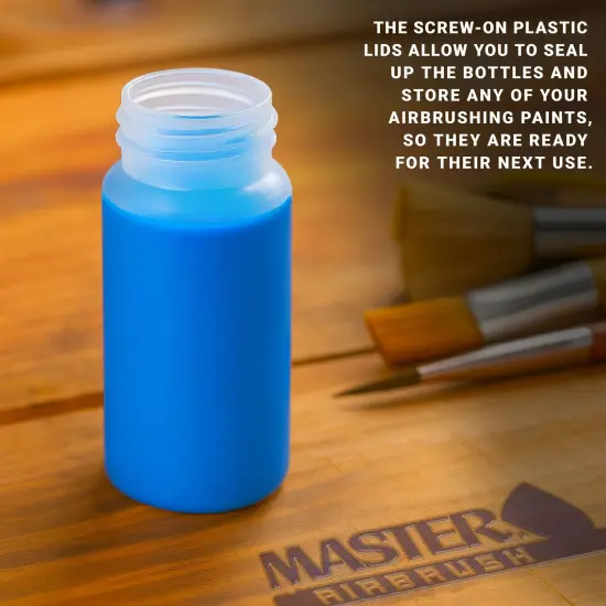 10 Pack Master Airbrush TB-008, 2.7oz Plastic Jar Bottles with 30° degrees Down Angle Adaptor Lid Assembly, Single-Action Siphon {4}