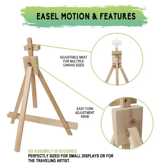 25'' Folding Wooden Tabletop Easel for Painting, Hold Canvas up to 23 Inches, Portable A-Frame Artist Desktop Painting Stand, Photo Picture Sign Holder {4}