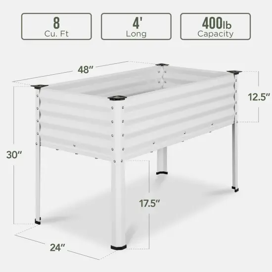 Best Choice Products 48x24x30in Elevated Galvanized Metal Garden Bed w/ Corner Protectors White {2}