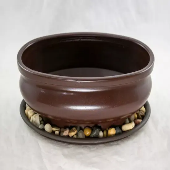 9" Oval Heavy Duty Plastic Bonsai / Succulent Pot + Tray + Rock + Mesh Combo {4}