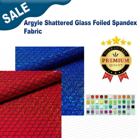 Argyle Shattered Glass Foiled Spandex Fabric Green {2}