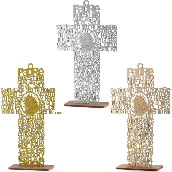 12pcs Lady Guadalupe Cross Centerpiece w/ Stand Brown {3}