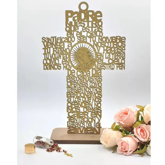 12pcs Lady Guadalupe Cross Centerpiece w/ Stand Gold {2}