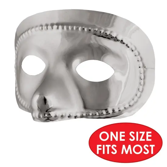 24 Pack Bulk Mardi Gras Metallic Half Mask - silver {4}