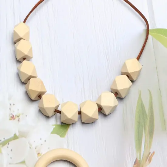 Geometric Wooden Beads, 16mm Smooth Loose Beads Unfinished Spacer Beading Supplies for Handmade Crafts, 50pcs (3mm Hole) {3}