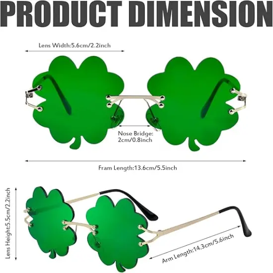 St Patricks Day Decorations, St. Patrick's Day Accessories St. Patrick's Day Irish Shamrock Sunglasses Decor Party Favors Supplies Green Four Leaf Clover Costume Glasses for Saint Patricks Day {5}