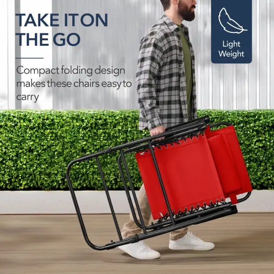 Best Choice Products Folding Outdoor Zero Gravity Rocking Lounge Chair w/ Headrest Pillow Crimson Red {4}