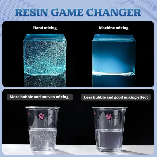 LET'S RESIN Auto Resin Mixer, Hands-Free Easy Clean Epoxy Mixer, Electric Stirrer for 24Fl.oz Mixing, Resin Supplies for Resin Casting, Molds, Soap Making(10pcs 32oz Mixing Cups) Blue {2}