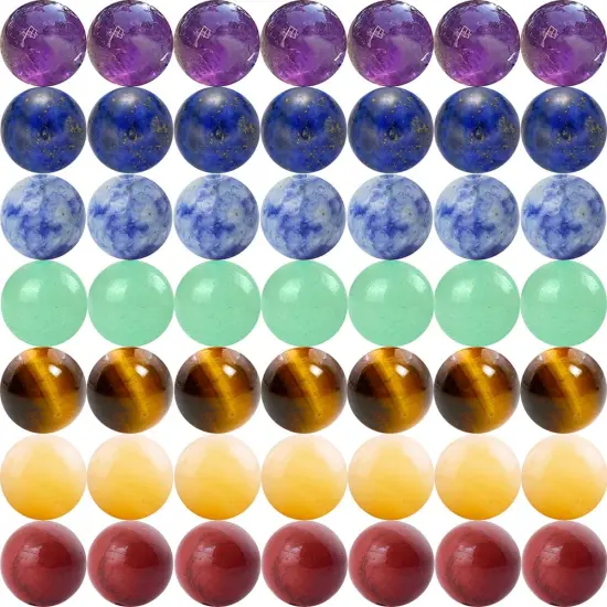 7 Chakra Natural Stone Beads Mixed 100pcs 8mm Round Genuine Real Stone Beading Loose Gemstone Amethyse Color DIY Smooth Beads for Bracelet Necklace Earrings Jewelry Making {1}